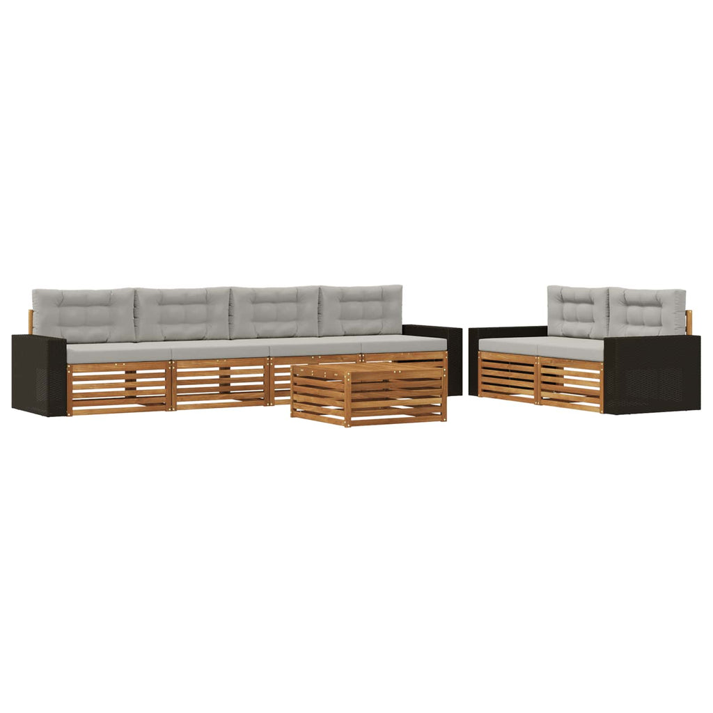vidaXL Zestaw sof na zewnątrz 7 pcs Naturalny i jasnoszary Poliester