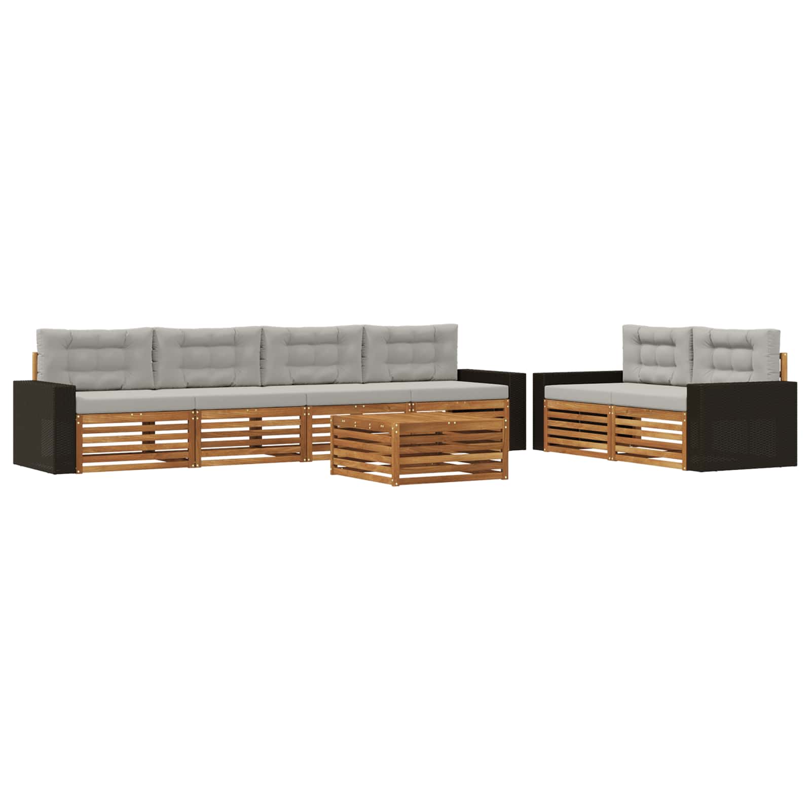 vidaXL Zestaw sof na zewnątrz 7 pcs Naturalny i jasnoszary Poliester