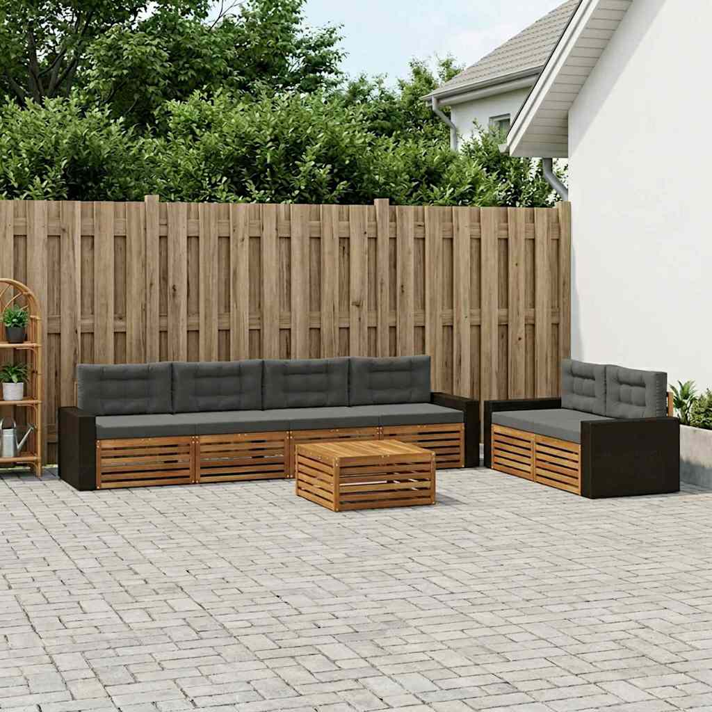 vidaXL Zestaw sof na zewnątrz 7 pcs Naturalny i Antracytowy Poliester