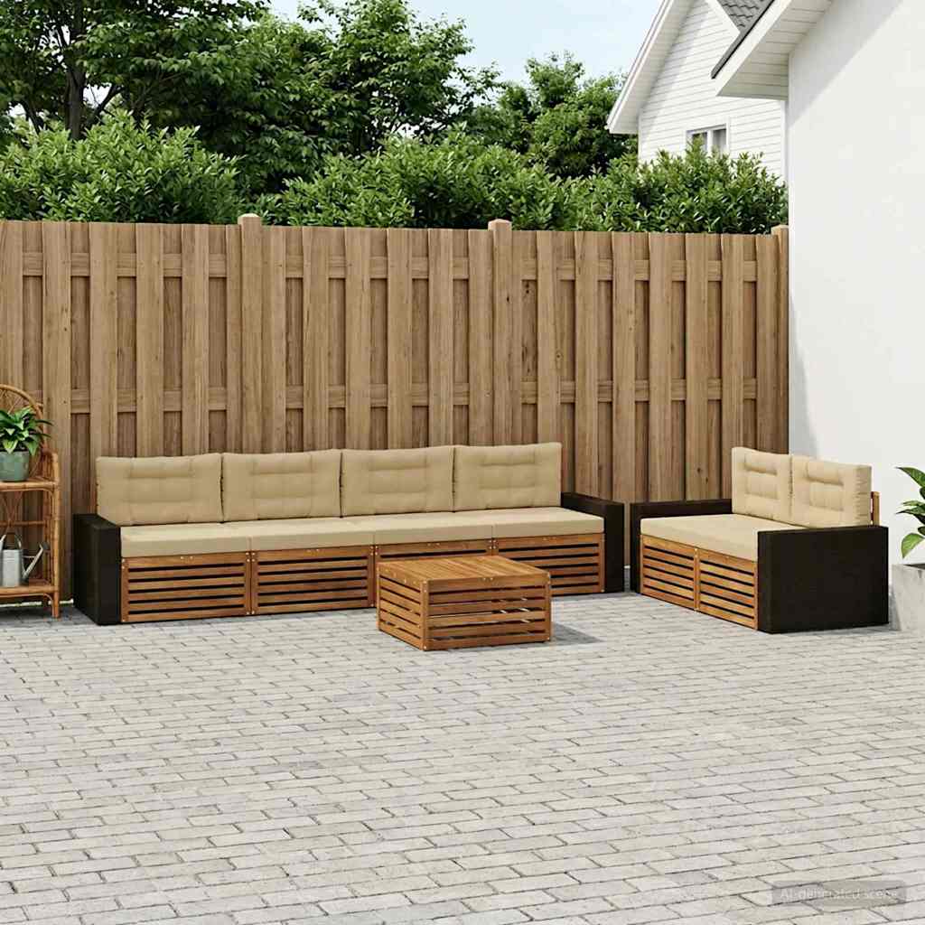 vidaXL Zestaw sof na zewnątrz 7 pcs Naturalny i Beżowy Poliester