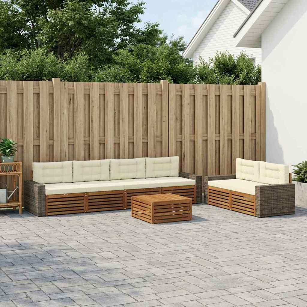 vidaXL Zestaw sof na zewnątrz 7 pcs Naturalny i Kremowy Poliester