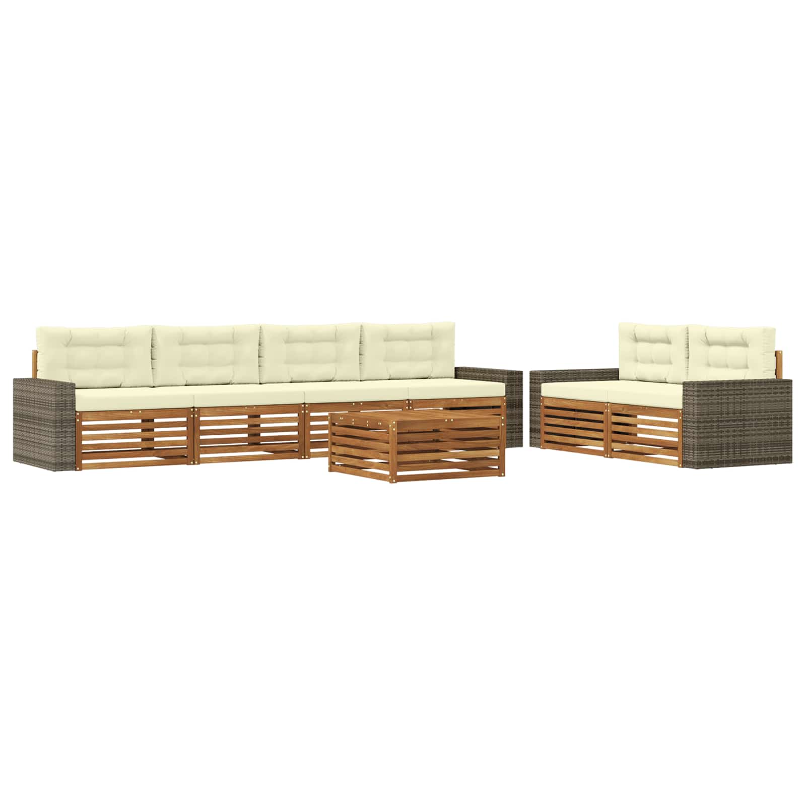 vidaXL Zestaw sof na zewnątrz 7 pcs Naturalny i Kremowy Poliester