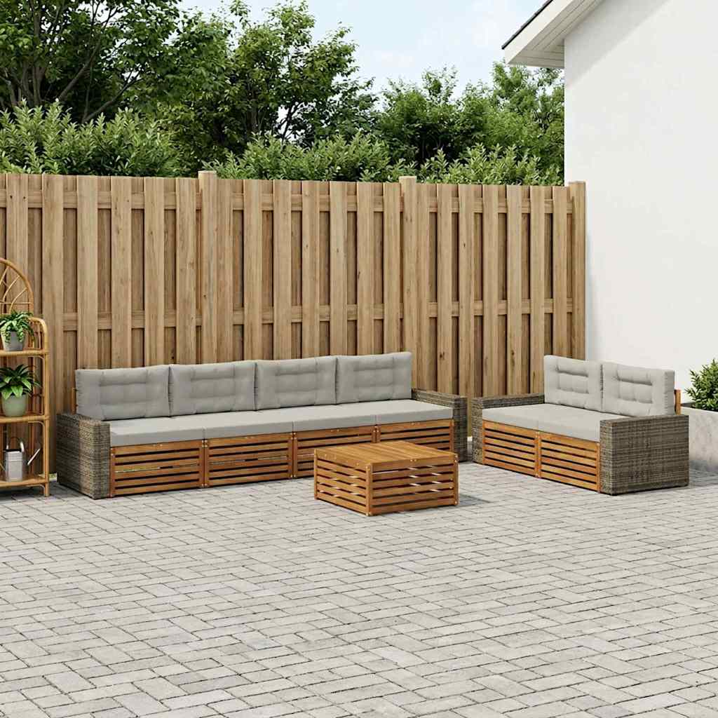vidaXL Zestaw sof na zewnątrz 7 pcs Naturalny i jasnoszary Poliester
