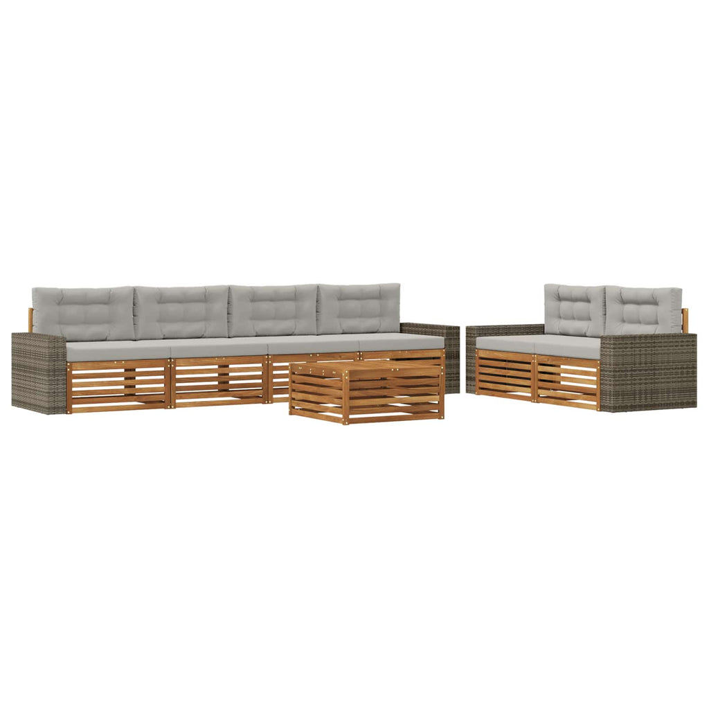 vidaXL Zestaw sof na zewnątrz 7 pcs Naturalny i jasnoszary Poliester