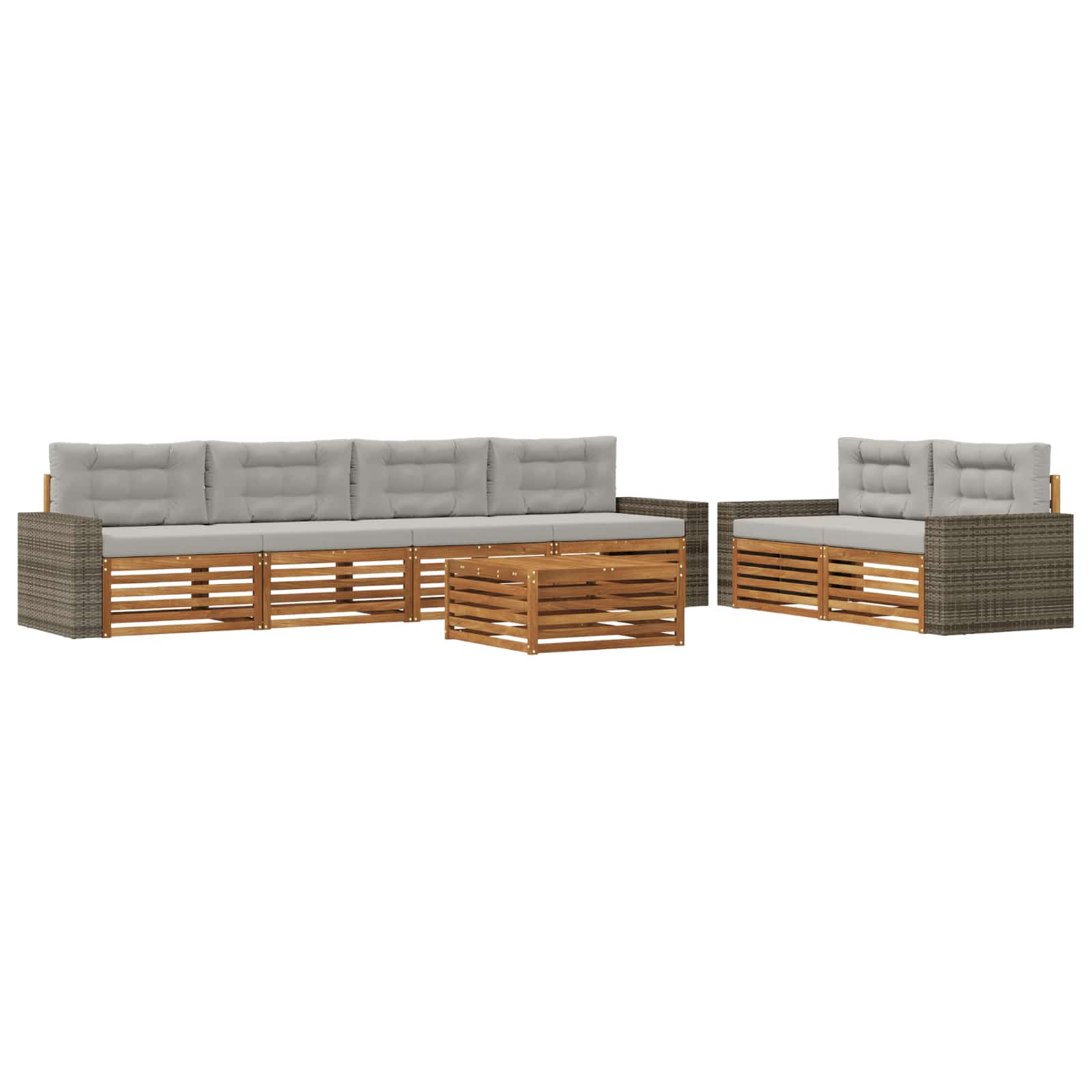vidaXL Zestaw sof na zewnątrz 7 pcs Naturalny i jasnoszary Poliester