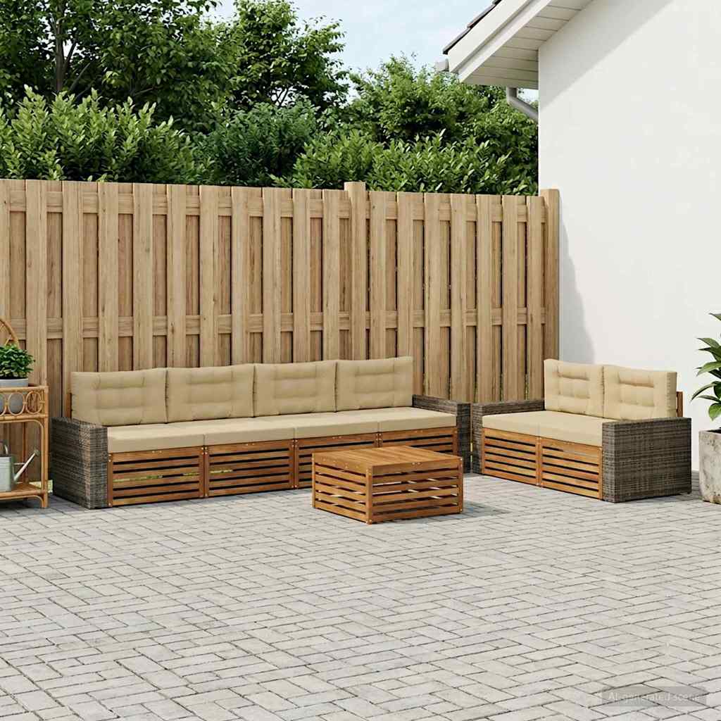 vidaXL Zestaw sof na zewnątrz 7 pcs Naturalny i Beżowy Poliester