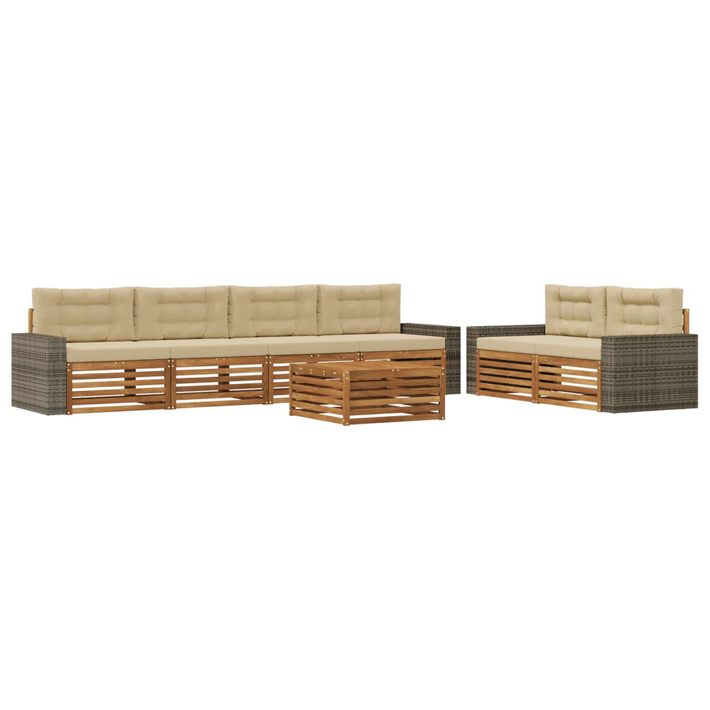 vidaXL Zestaw sof na zewnątrz 7 pcs Naturalny i Beżowy Poliester