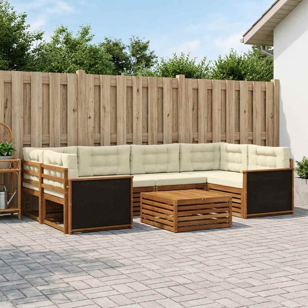 vidaXL Zestaw sof na zewnątrz 7 pcs Naturalny i Kremowy Poliester