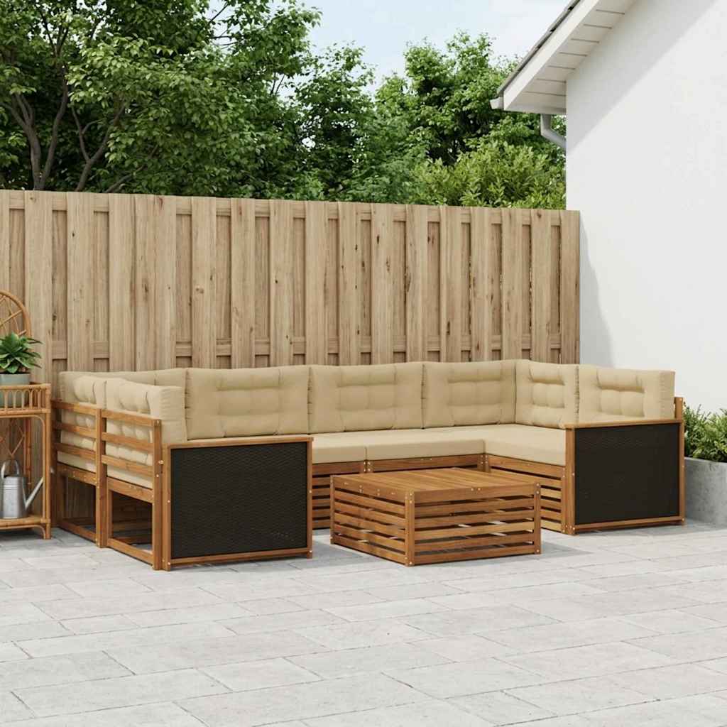 vidaXL Zestaw sof na zewnątrz 7 pcs Naturalny i Beżowy Poliester