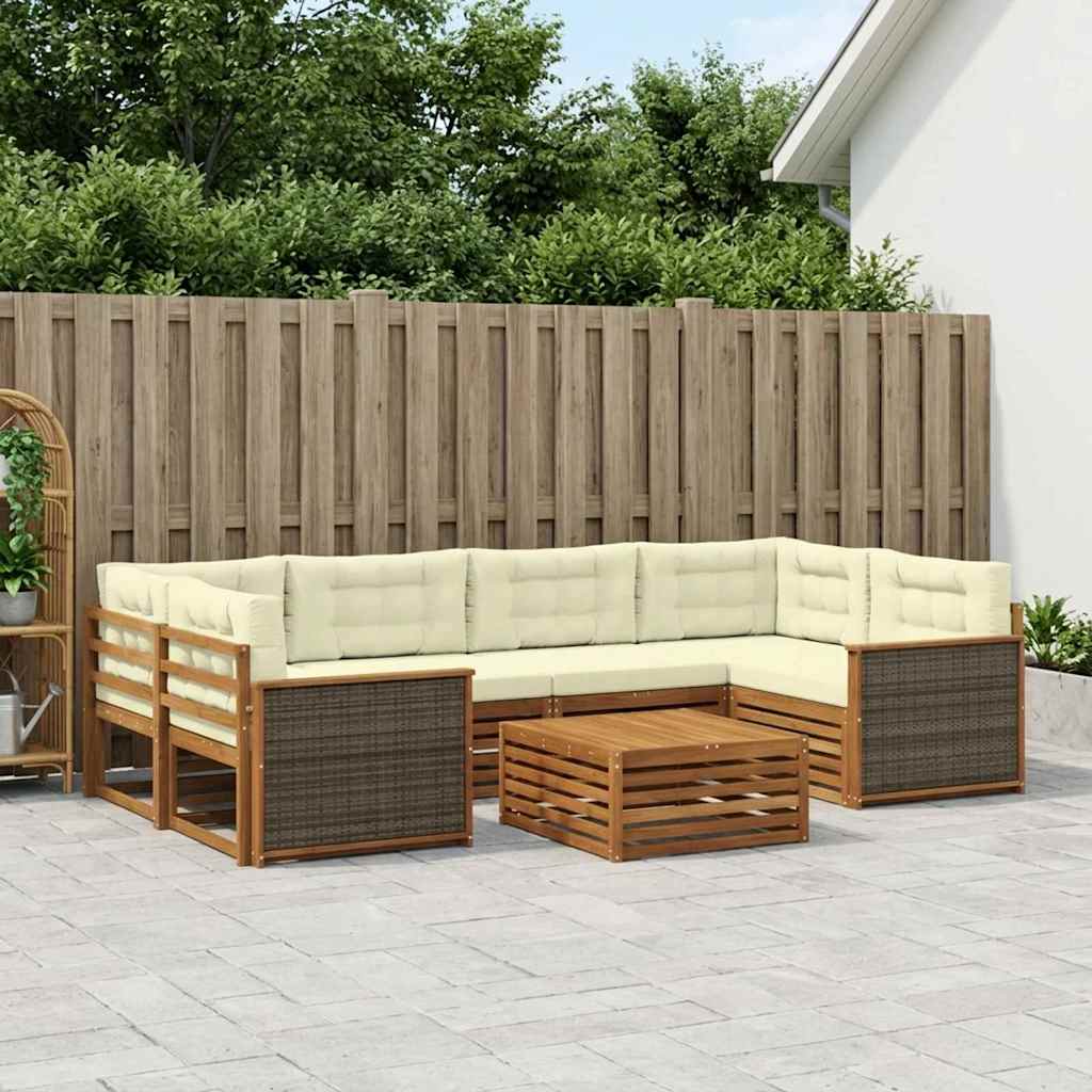 vidaXL Zestaw sof na zewnątrz z poduszką 7 pcs Naturalny i Kremowy