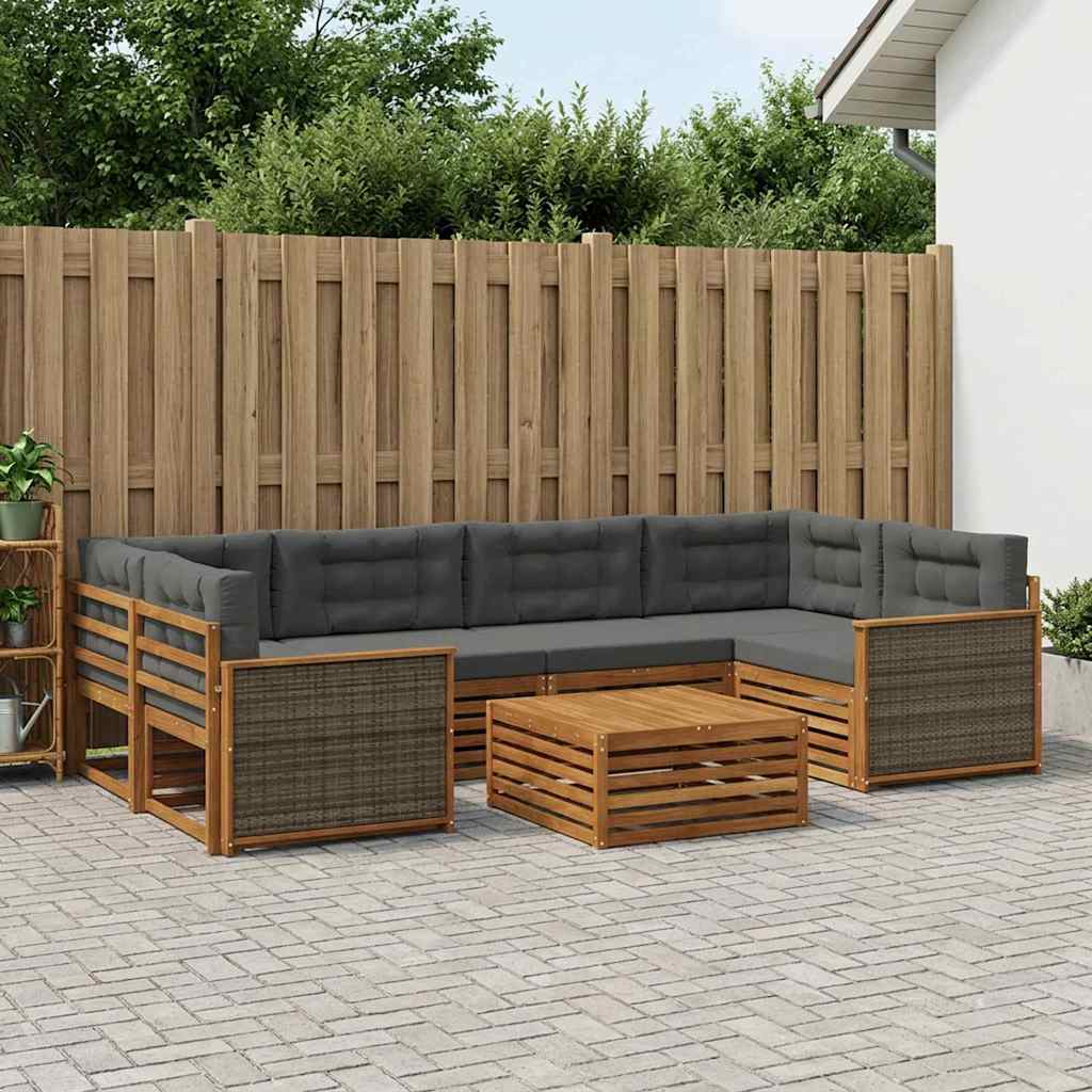 vidaXL Zestaw sof na zewnątrz z poduszką 7 pcs Naturalny i Antracytowy
