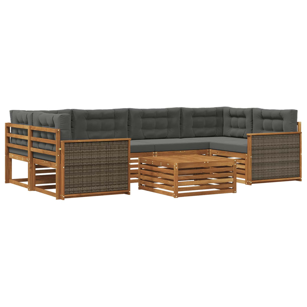 vidaXL Zestaw sof na zewnątrz z poduszką 7 pcs Naturalny i Antracytowy
