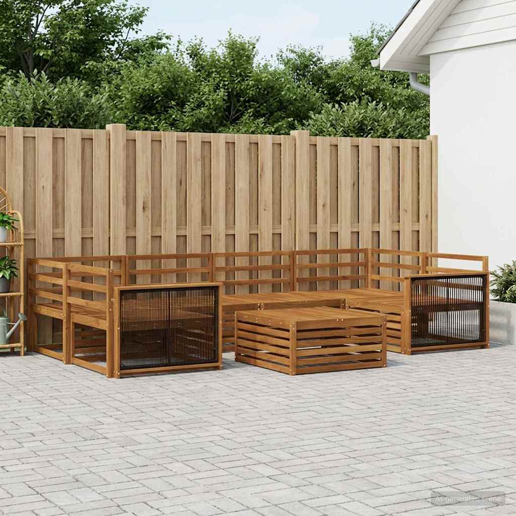 vidaXL Zestaw sof na zewnątrz 7 pcs naturalny Lite Drewno Akacji