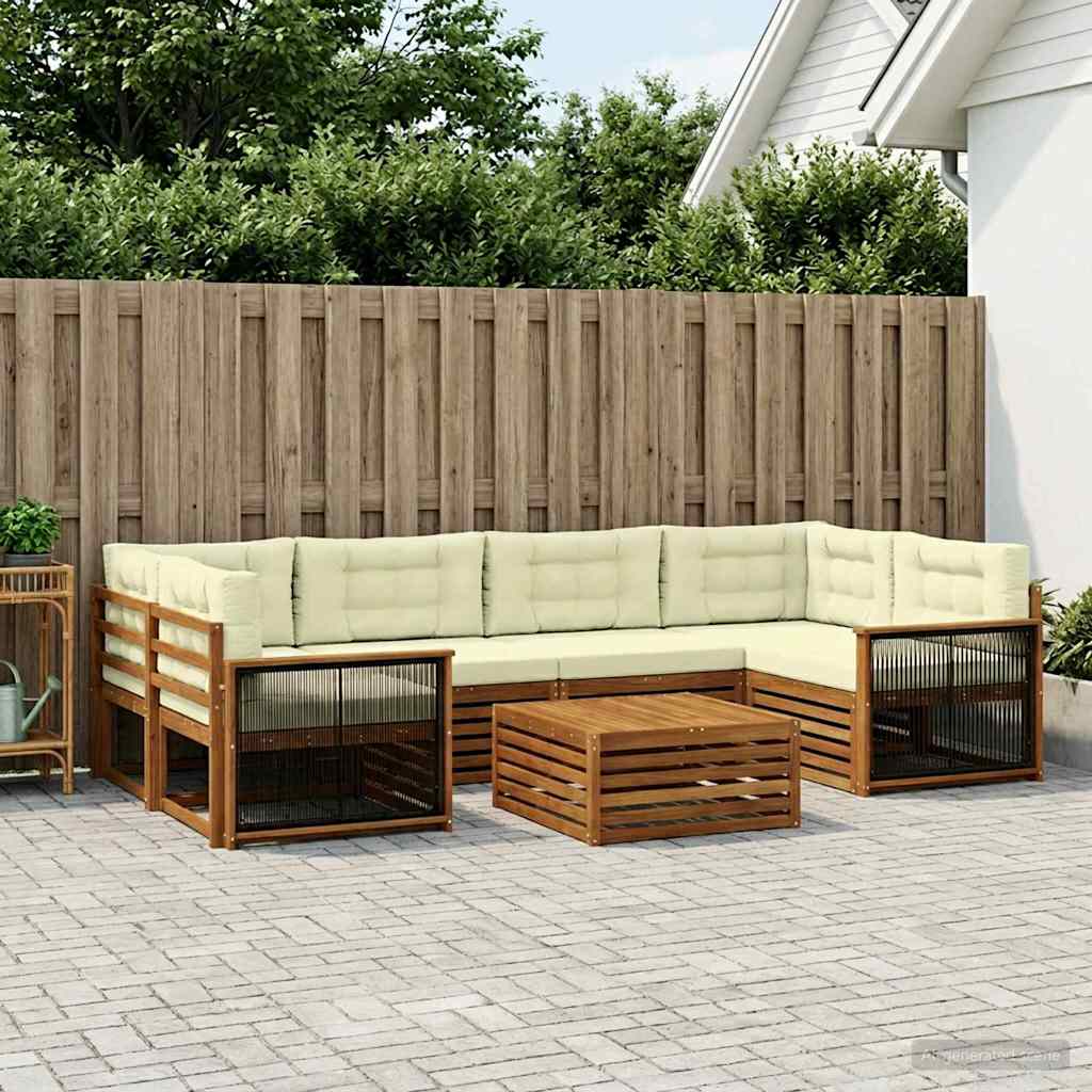 vidaXL Zestaw sof na zewnątrz z poduszką 7 pcs Naturalny i Kremowy