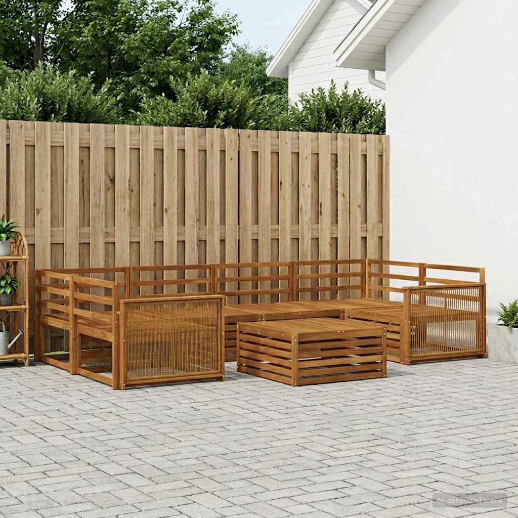 vidaXL Zestaw sof na zewnątrz 7 pcs naturalny Lite Drewno Akacji
