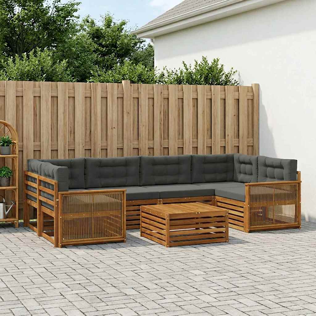 vidaXL Zestaw sof na zewnątrz z poduszką 7 pcs Naturalny i Antracytowy