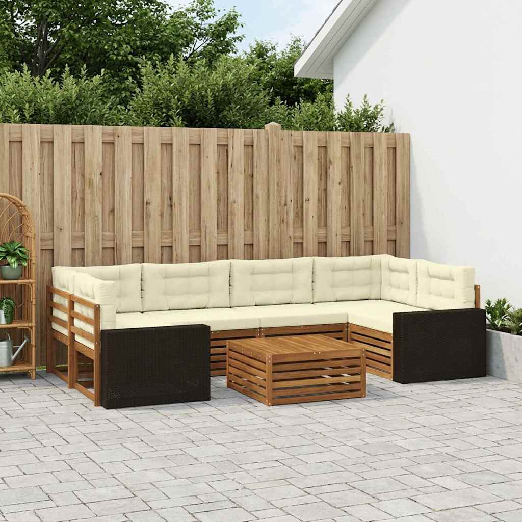 vidaXL Zestaw sof na zewnątrz 7 pcs Naturalny i Kremowy Poliester