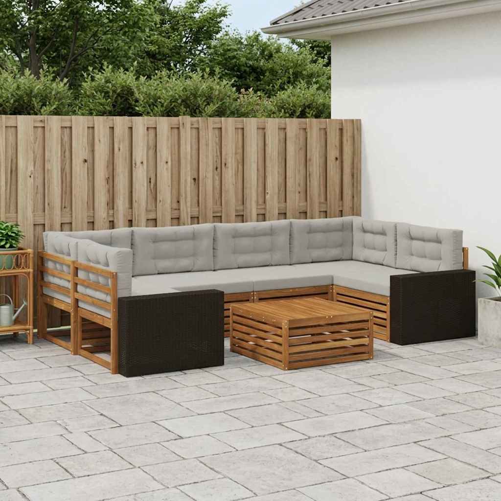 vidaXL Zestaw sof na zewnątrz 7 pcs Naturalny i jasnoszary Poliester