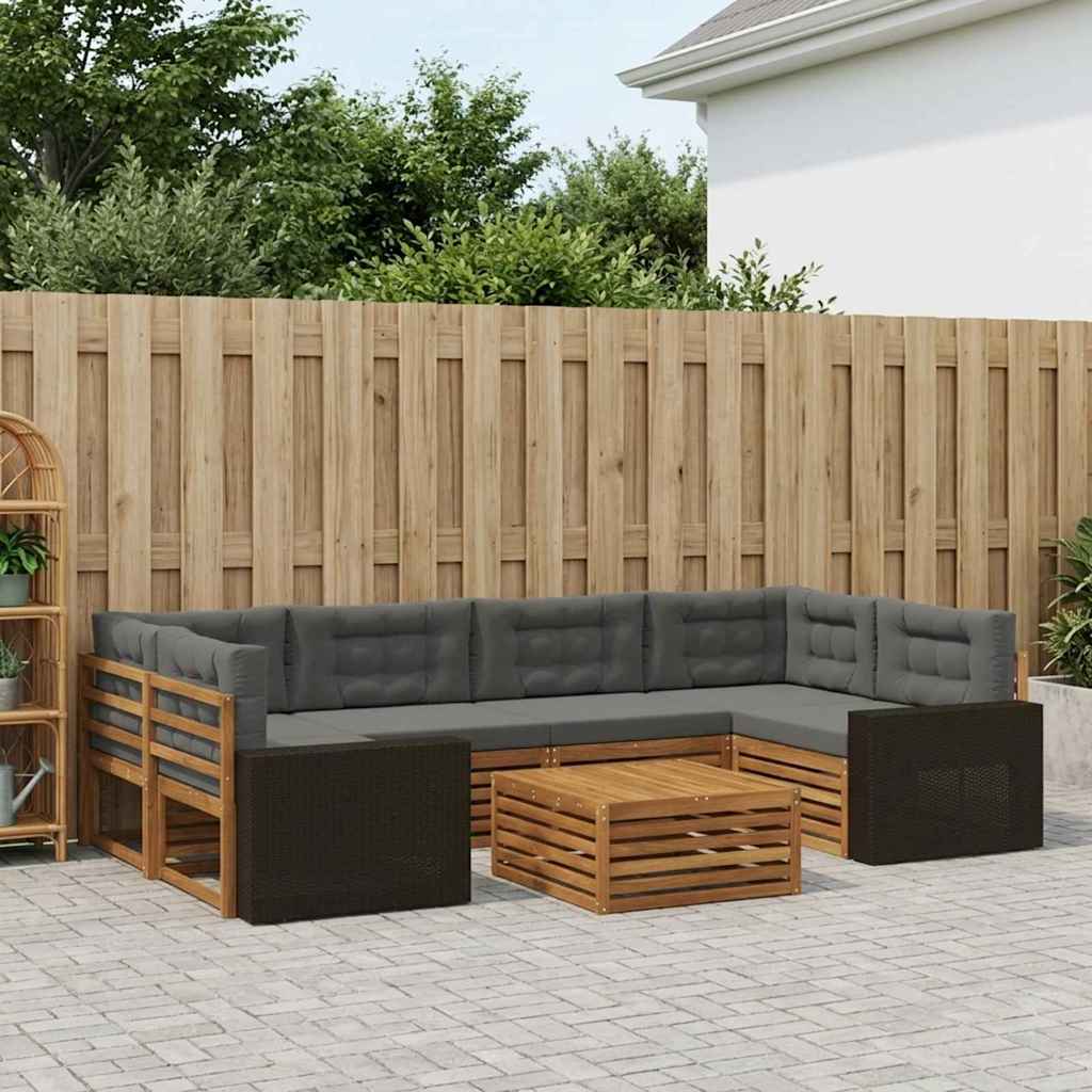 vidaXL Zestaw sof na zewnątrz 7 pcs Naturalny i Antracytowy Poliester