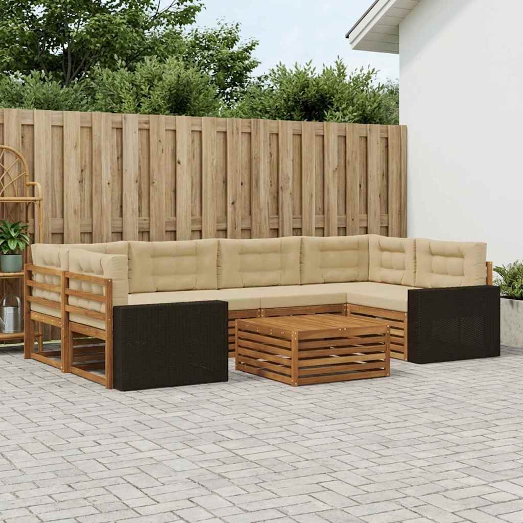vidaXL Zestaw sof na zewnątrz 7 pcs Naturalny i Beżowy Poliester