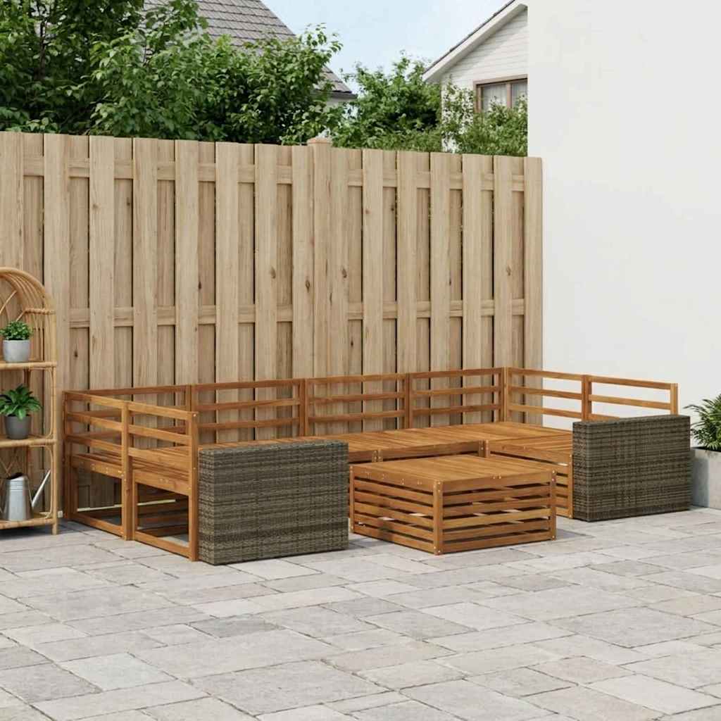 vidaXL Zestaw sof na zewnątrz 7 pcs naturalny Lite Drewno Akacji