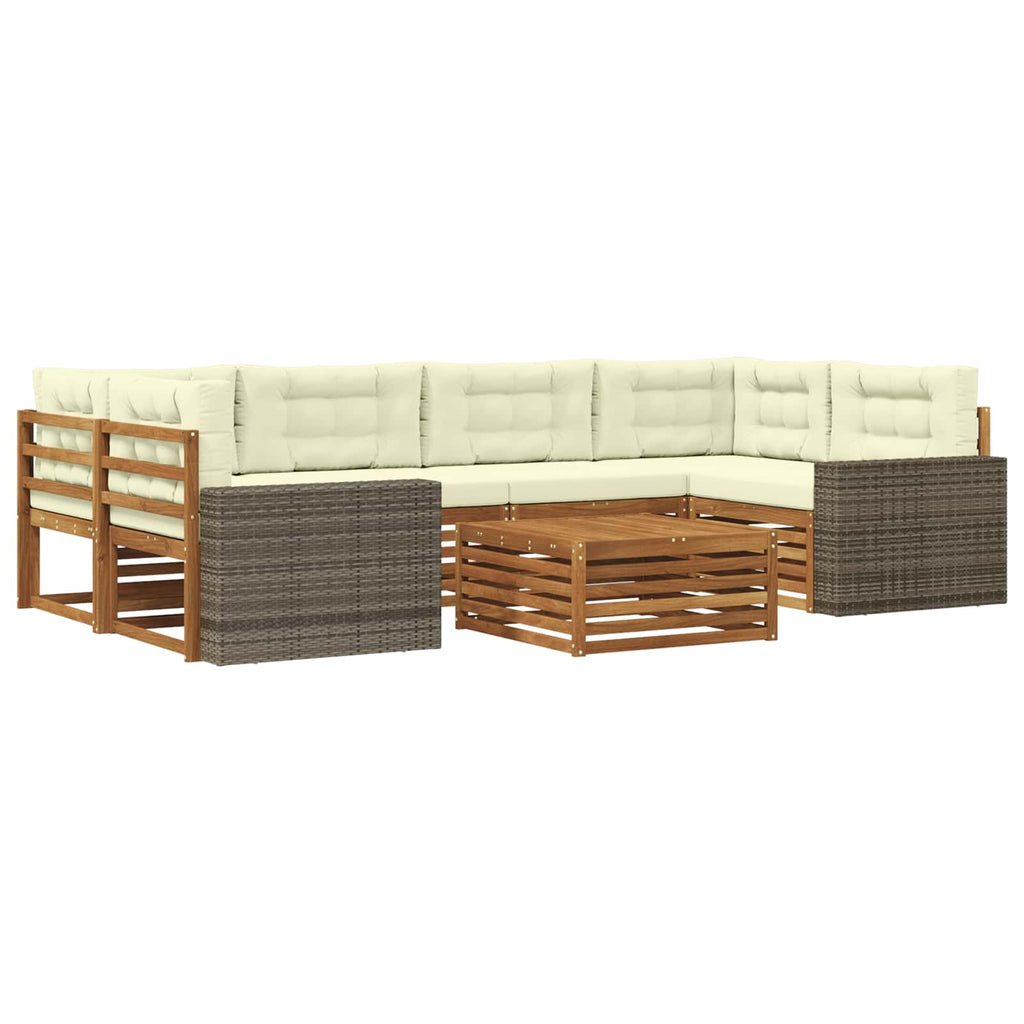 vidaXL Zestaw sof na zewnątrz 7 pcs Naturalny i Kremowy Poliester