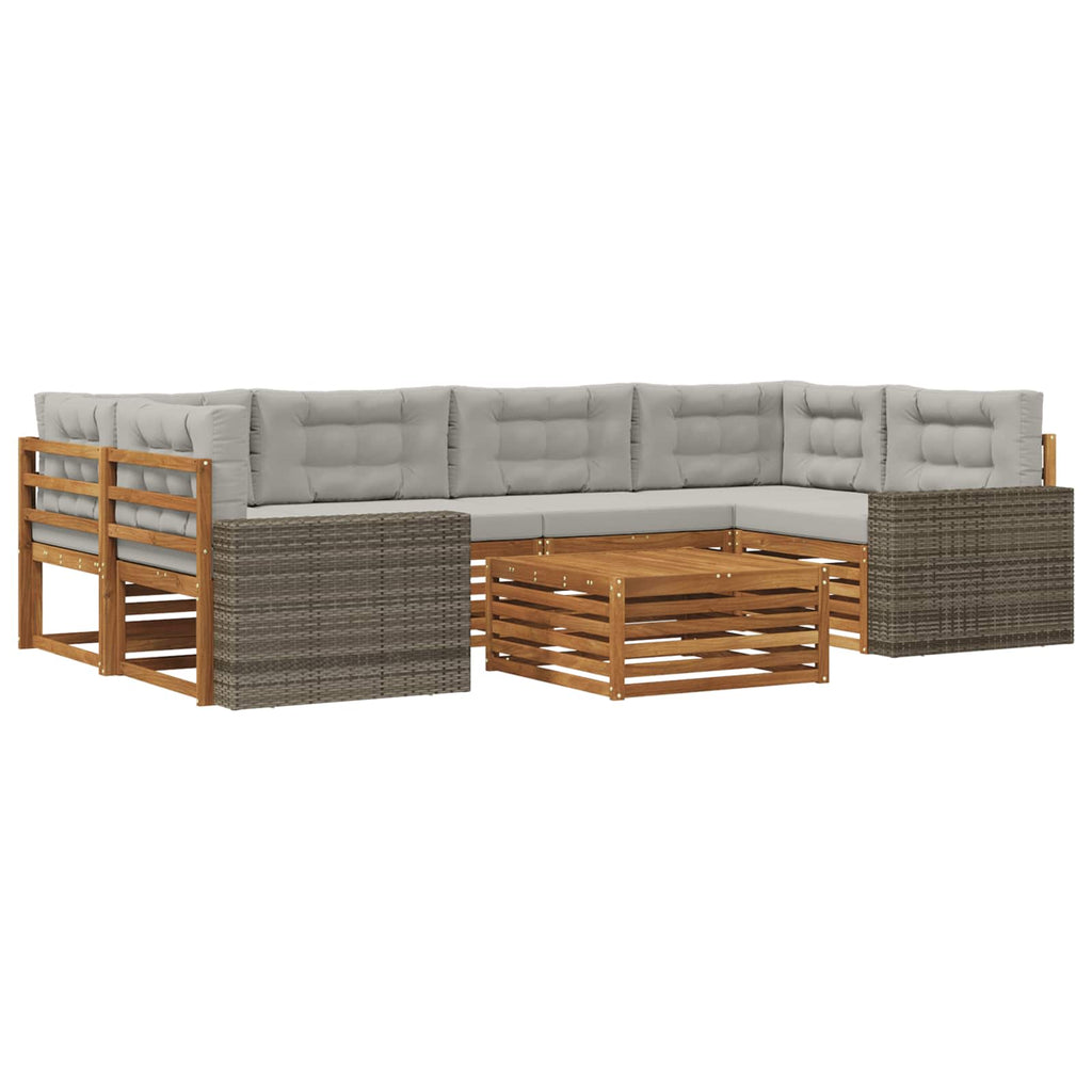 vidaXL Zestaw sof na zewnątrz 7 pcs Naturalny i jasnoszary Poliester