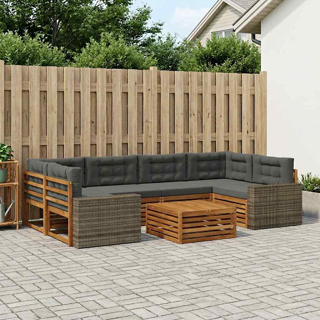 vidaXL Zestaw sof na zewnątrz 7 pcs Naturalny i Antracytowy Poliester