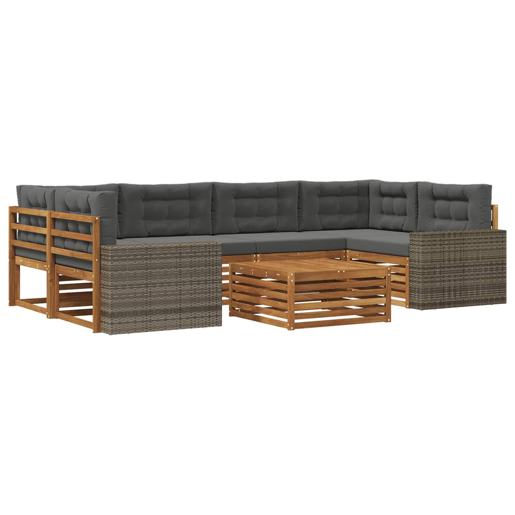 vidaXL Zestaw sof na zewnątrz 7 pcs Naturalny i Antracytowy Poliester