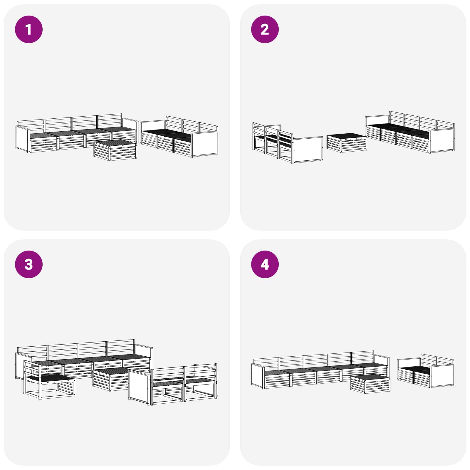 vidaXL Zestaw sof na zewnątrz 8 pcs naturalny 79 x 79 x 37 cm