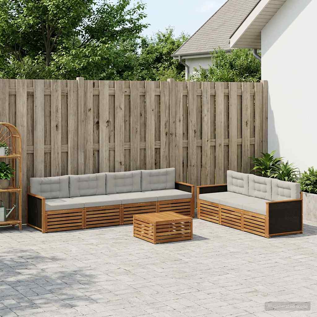 vidaXL Zestaw sof na zewnątrz 8 pcs Naturalny i jasnoszary
