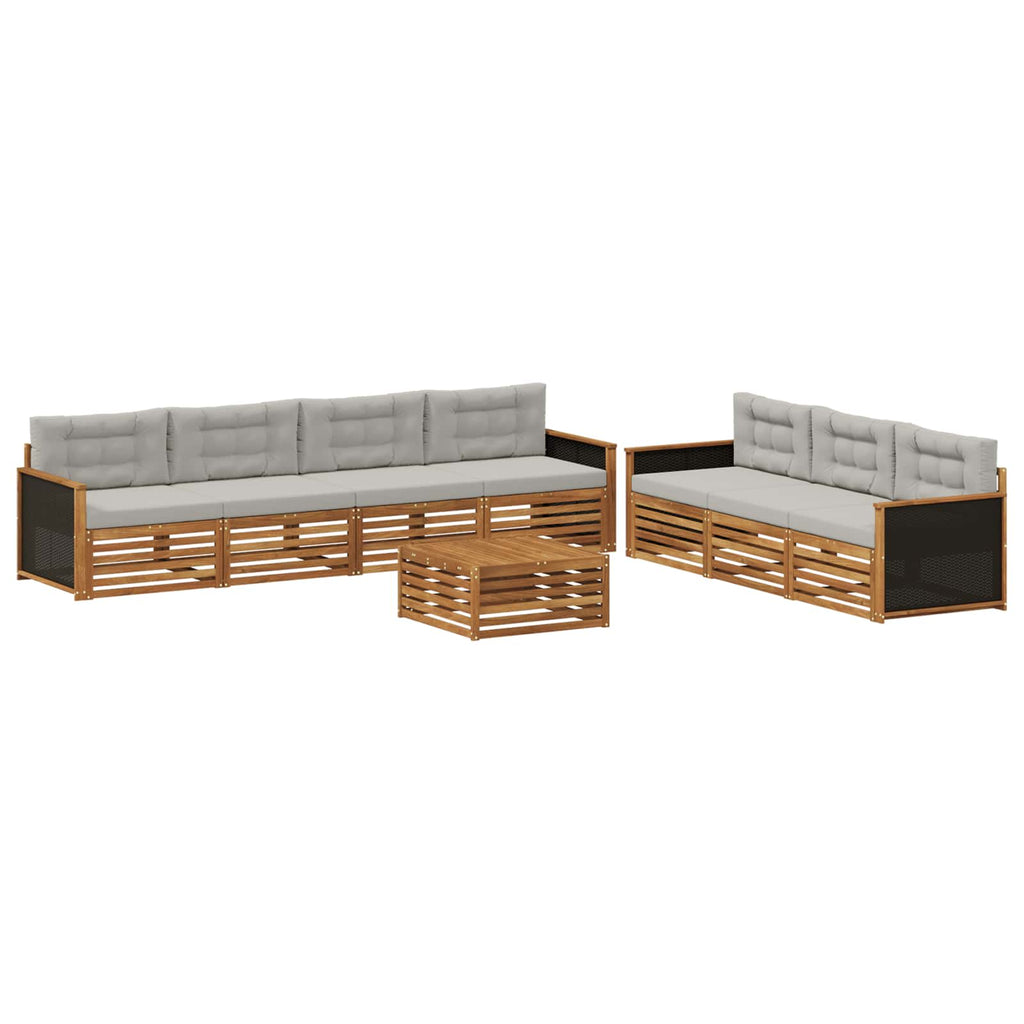 vidaXL Zestaw sof na zewnątrz 8 pcs Naturalny i jasnoszary