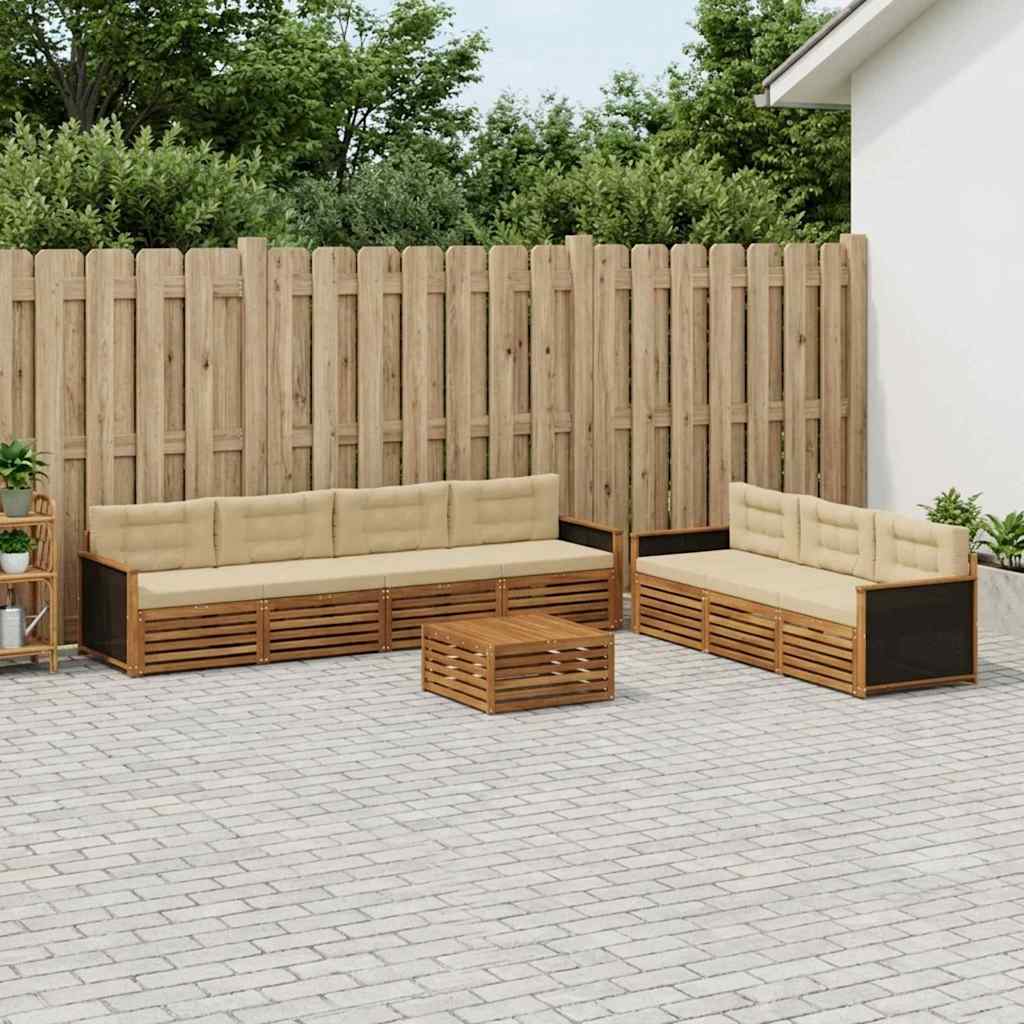 vidaXL Zestaw sof na zewnątrz 8 pcs Naturalny i Beżowy 79 x 79 x 37 cm