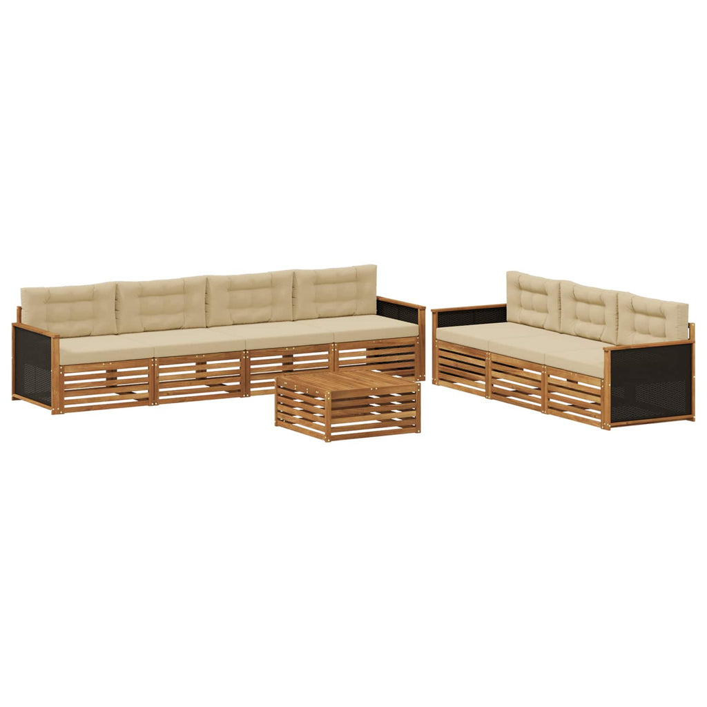 vidaXL Zestaw sof na zewnątrz 8 pcs Naturalny i Beżowy 79 x 79 x 37 cm