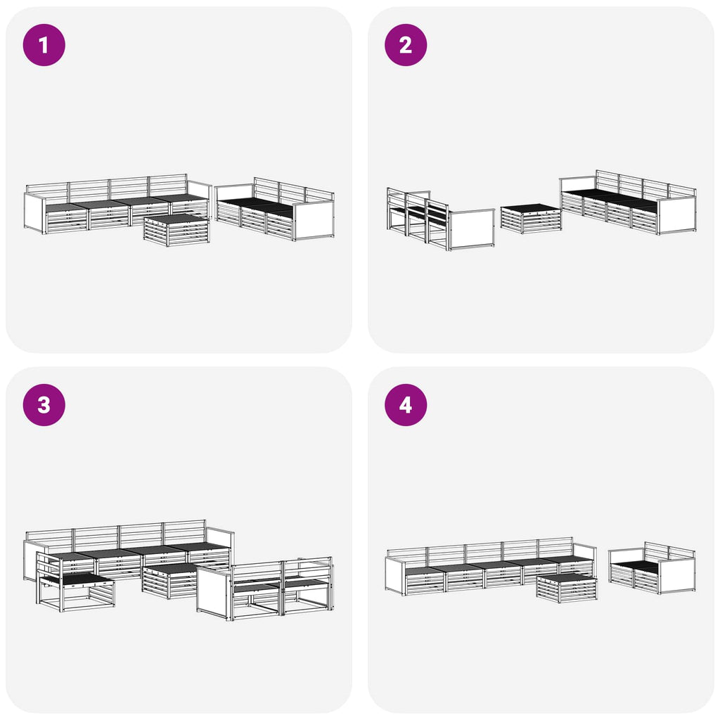 vidaXL Zestaw sof na zewnątrz 8 pcs naturalny Lite Drewno Akacji