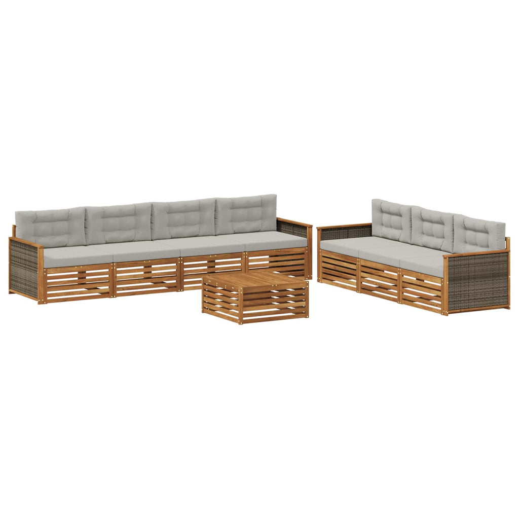 vidaXL Zestaw sof na zewnątrz z poduszką 8 pcs Naturalny i jasnoszary