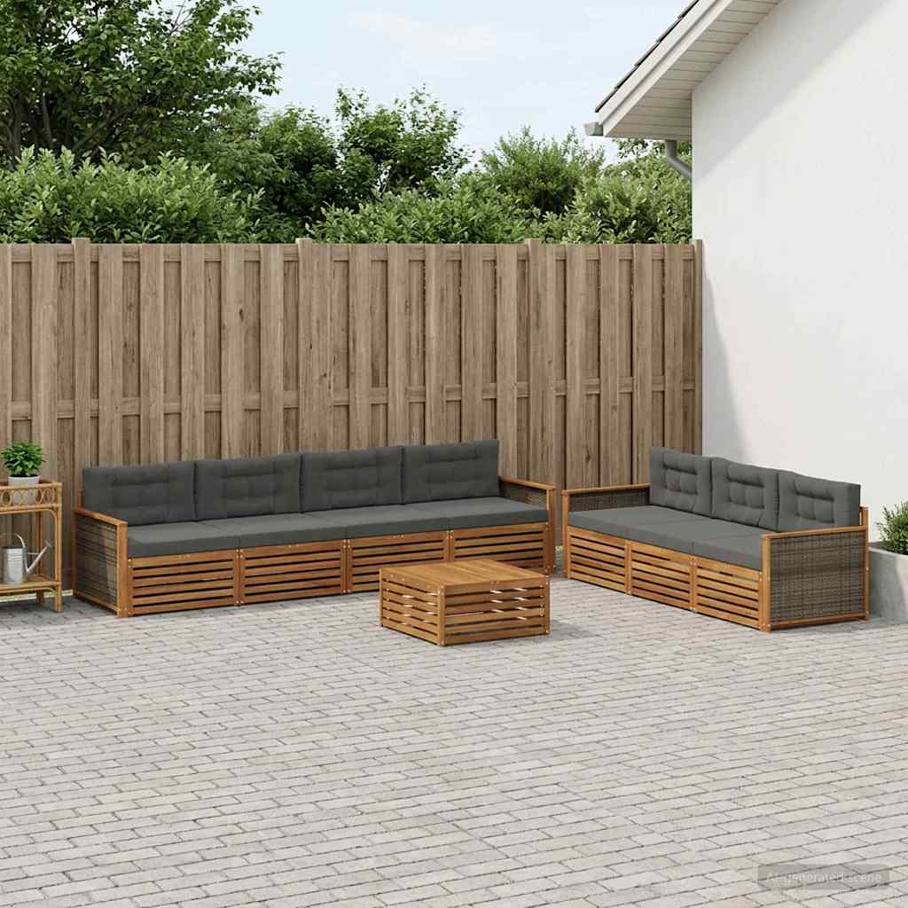 vidaXL Zestaw sof na zewnątrz z poduszką 8 pcs Naturalny i Antracytowy