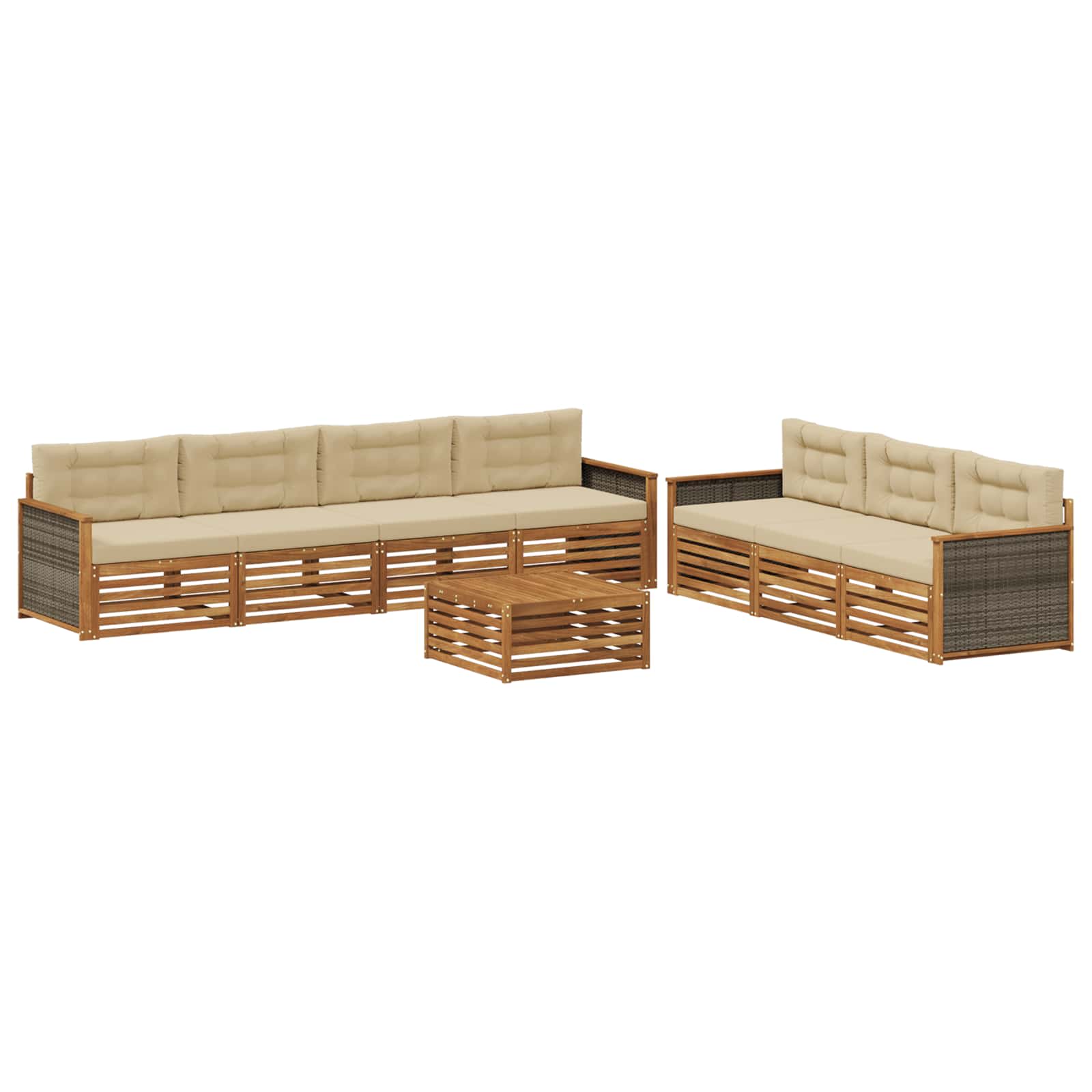 vidaXL Zestaw sof na zewnątrz z poduszką 8 pcs Naturalny i Beżowy