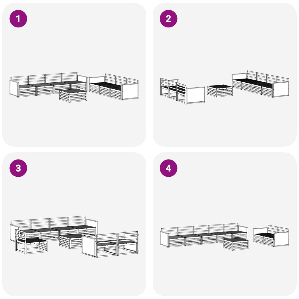 vidaXL Zestaw sof na zewnątrz 8 pcs naturalny Lite Drewno Akacji
