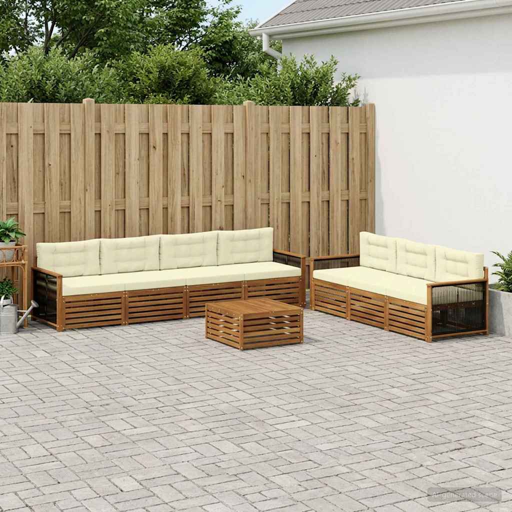 vidaXL Zestaw sof na zewnątrz z poduszką 8 pcs Naturalny i Kremowy