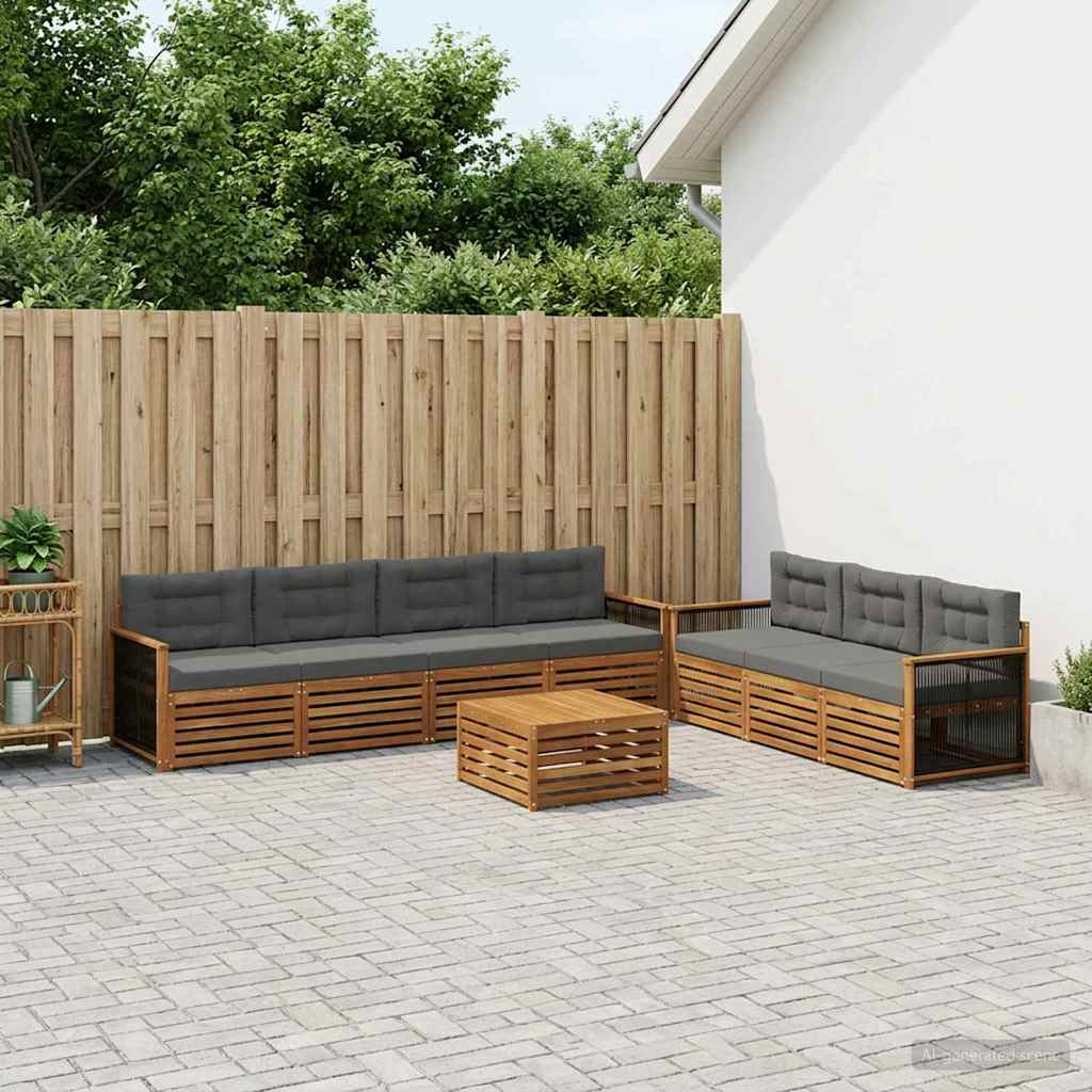 vidaXL Zestaw sof na zewnątrz z poduszką 8 pcs Naturalny i Antracytowy