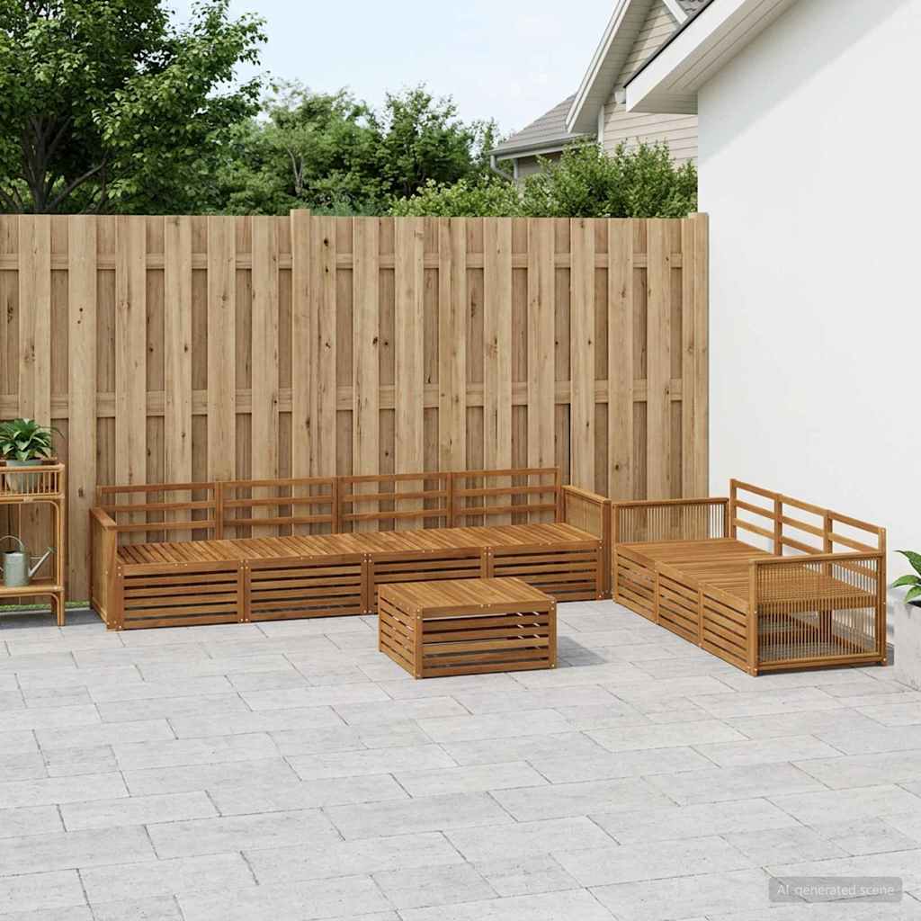 vidaXL Zestaw sof na zewnątrz 8 pcs naturalny Lite Drewno Akacji