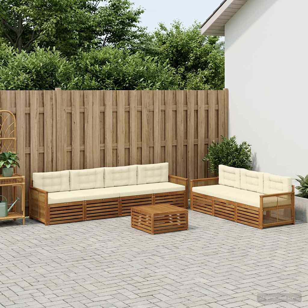 vidaXL Zestaw sof na zewnątrz z poduszką 8 pcs Naturalny i Kremowy