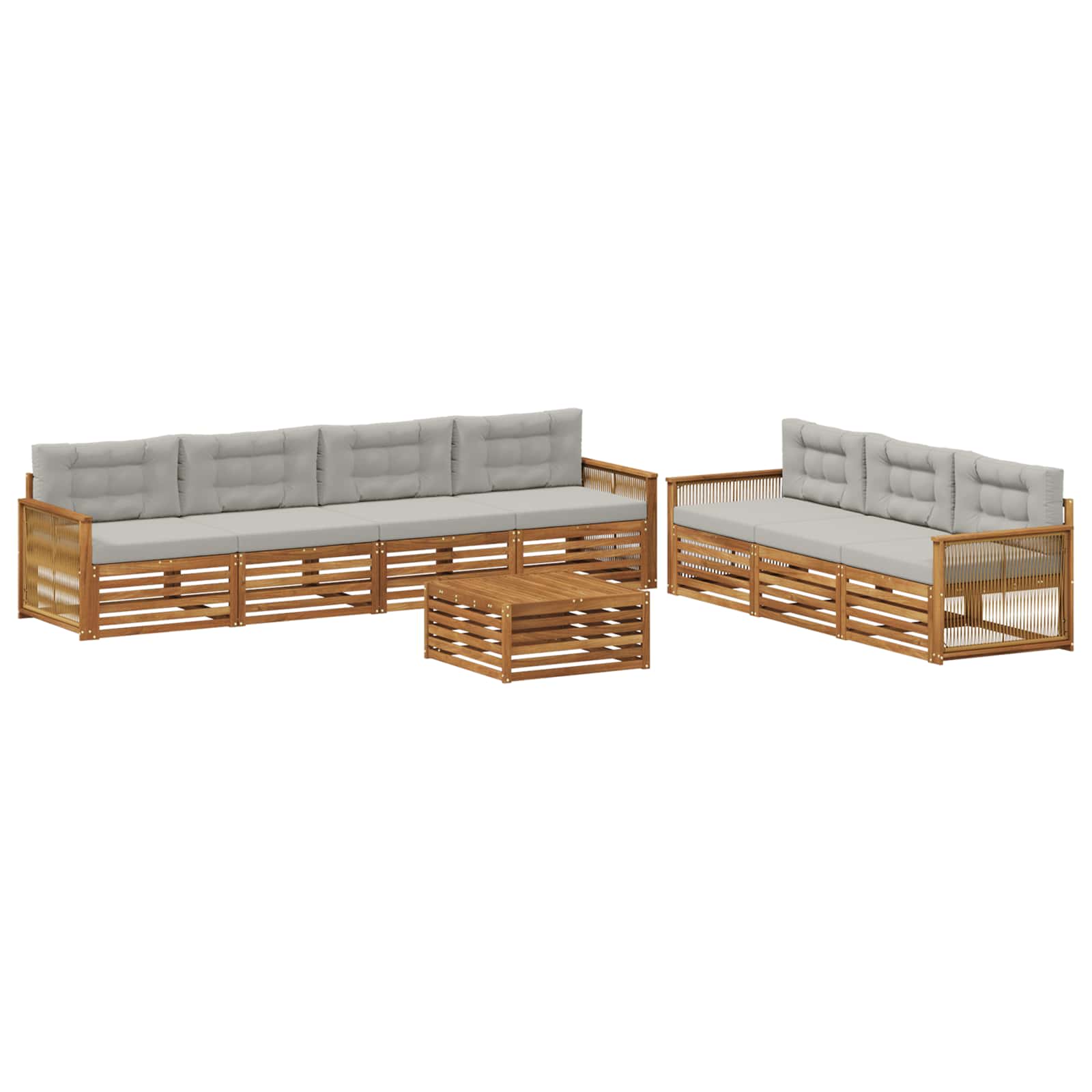 vidaXL Zestaw sof na zewnątrz z poduszką 8 pcs Naturalny i jasnoszary