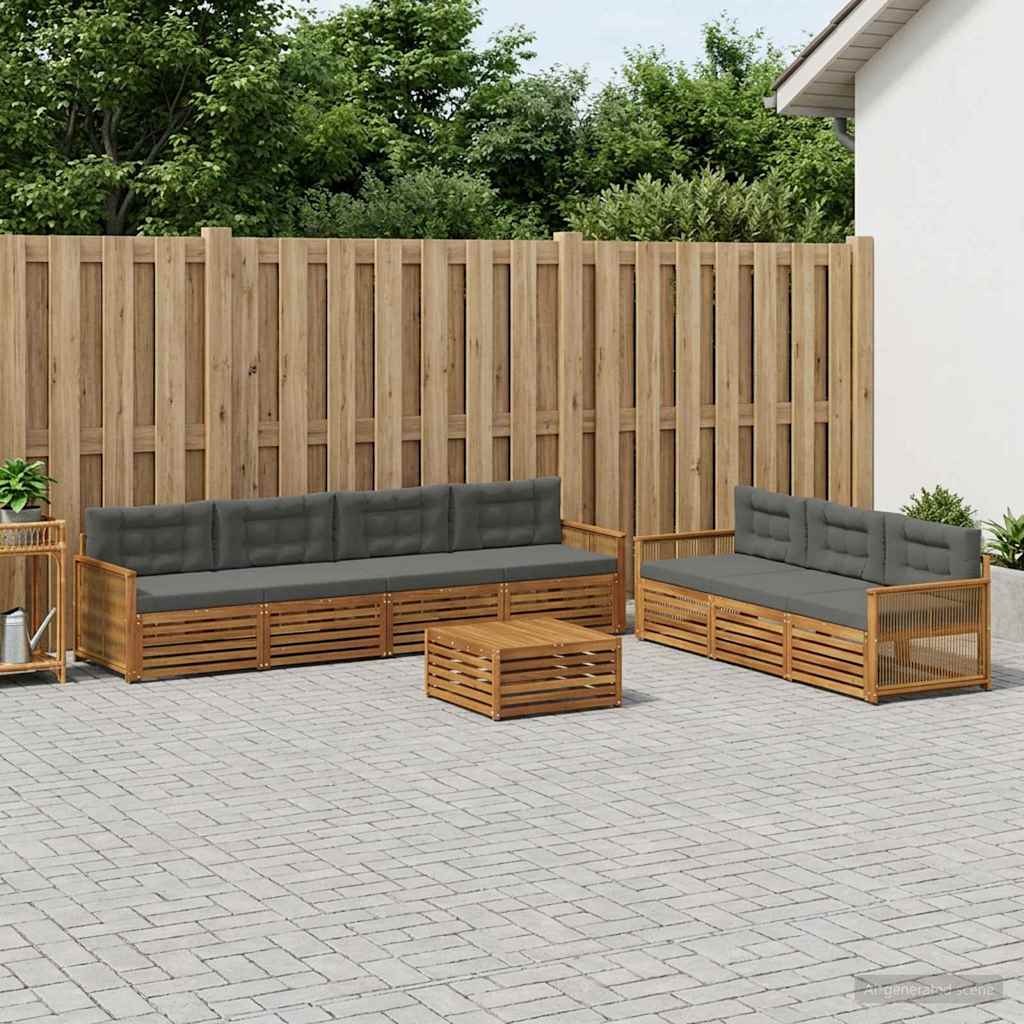 vidaXL Zestaw sof na zewnątrz z poduszką 8 pcs Naturalny i Antracytowy
