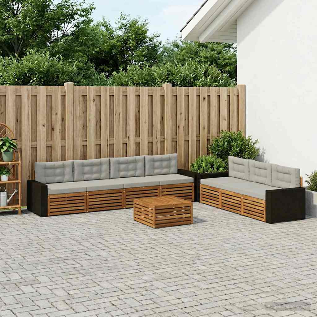 vidaXL Zestaw sof na zewnątrz 8 pcs Naturalny i jasnoszary