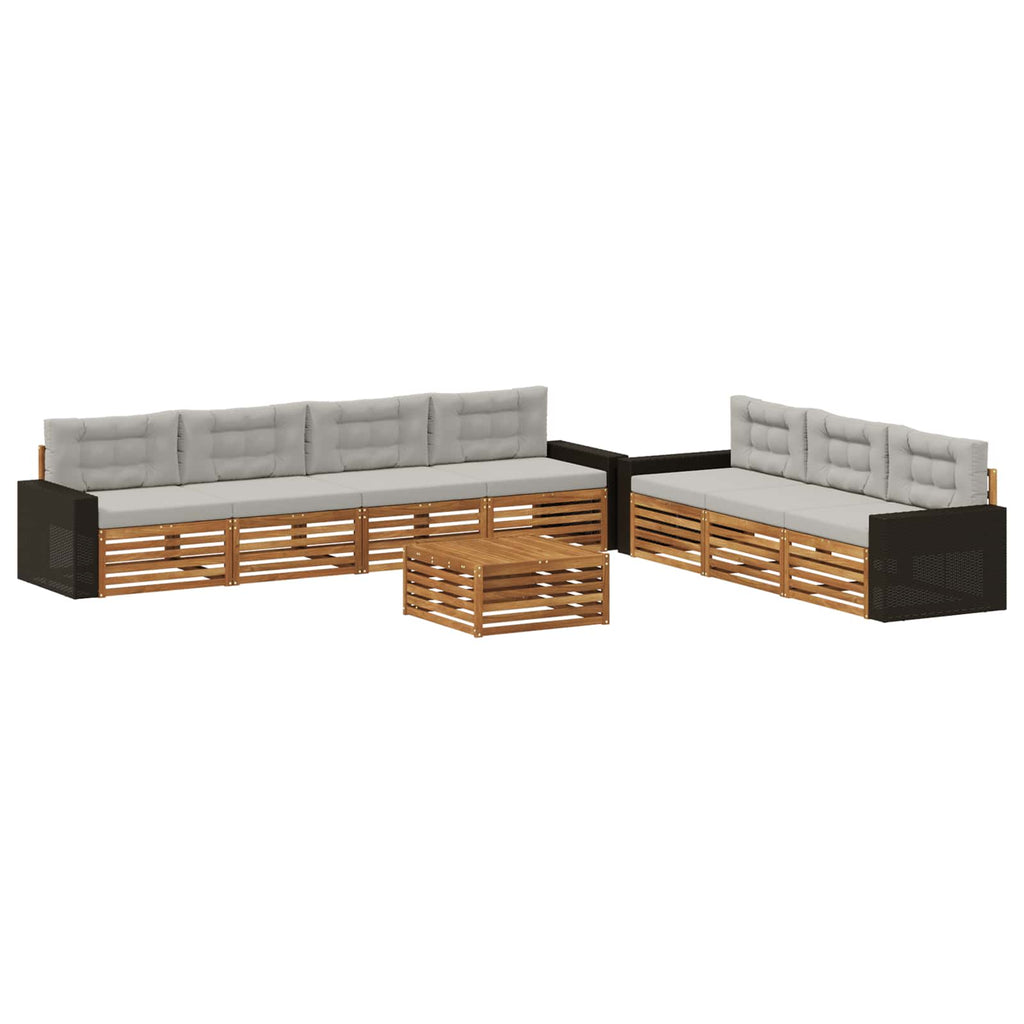vidaXL Zestaw sof na zewnątrz 8 pcs Naturalny i jasnoszary