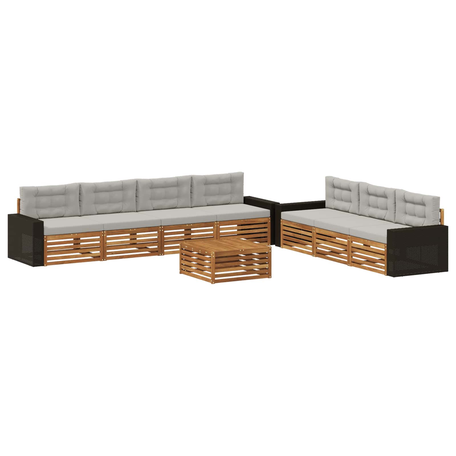 vidaXL Zestaw sof na zewnątrz 8 pcs Naturalny i jasnoszary