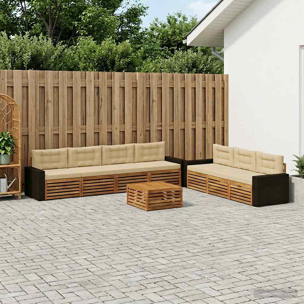 vidaXL Zestaw sof na zewnątrz 8 pcs Naturalny i Beżowy 79 x 79 x 37 cm