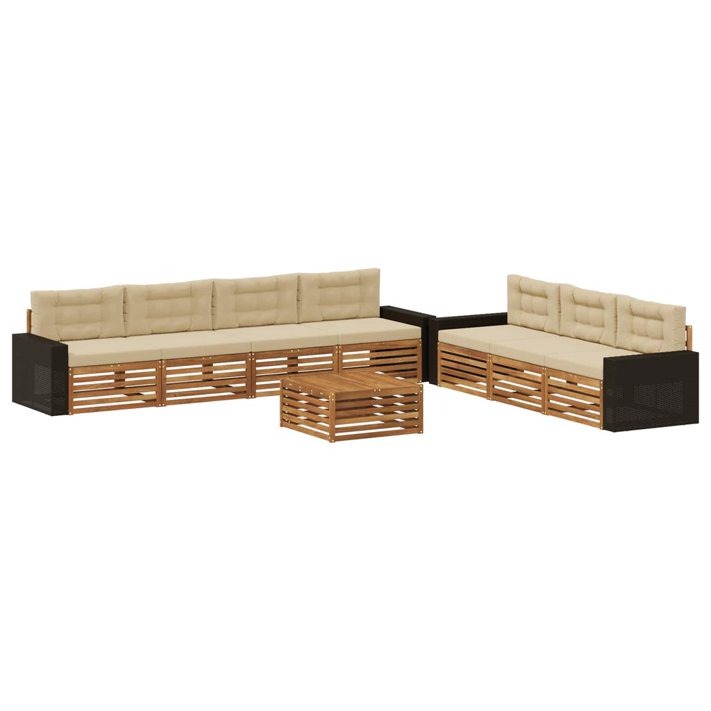 vidaXL Zestaw sof na zewnątrz 8 pcs Naturalny i Beżowy 79 x 79 x 37 cm
